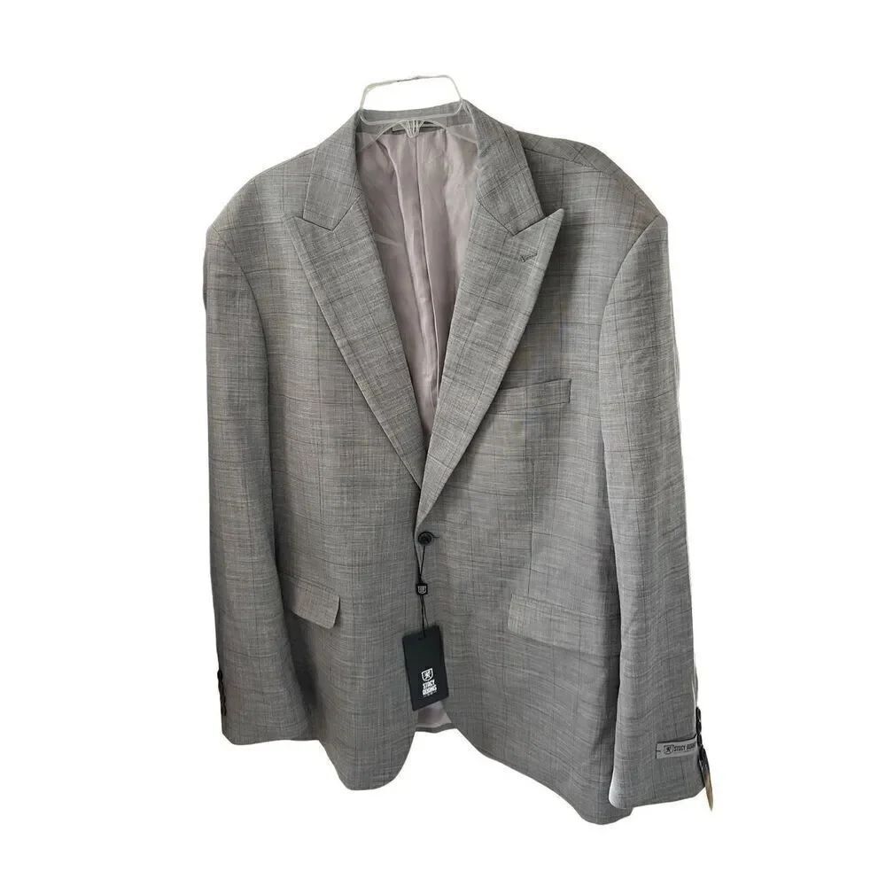 Stacy Adams NWT Men's Grey Single Breasted Suit Jacket Blazer Size 50R
